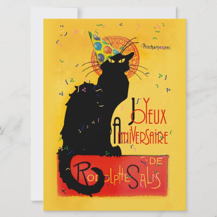 Le Chat Noir Joyeux Anniversaire Invitation Zazzle Com