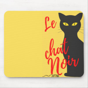 Le Chat Noir Modern Red and Yellow Mouse Pad