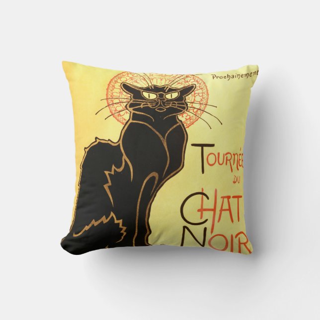 Le chat noir,Original billboard Throw Pillow (Front)