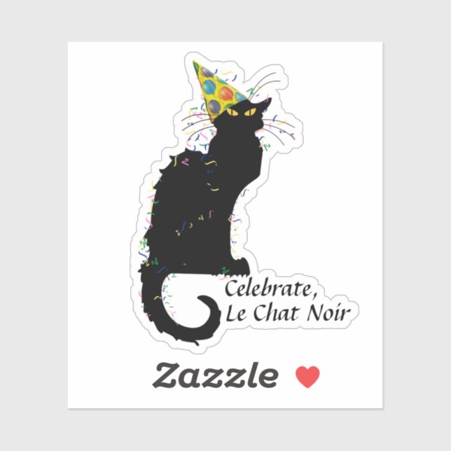 Le Chat Noir Party Hat Confetti Celebration Sticker (Sheet)