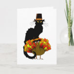  Le Chat Noir Pilgrim Thanksgiving  Holiday Card