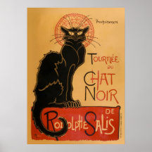 3dRose CST_79211_1 Le Chat Noir Vintage French Black Cat-Soft Coasters Set of 4 