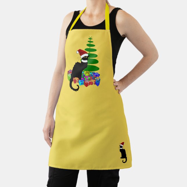 Le Chat Noir Santa Hat Christmas Apron (Insitu)
