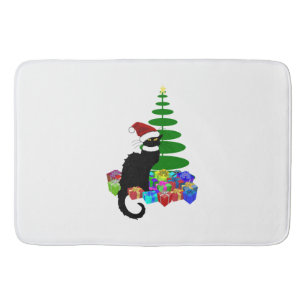 Le Chat Noir Santa Hat Christmas Bathroom Mat