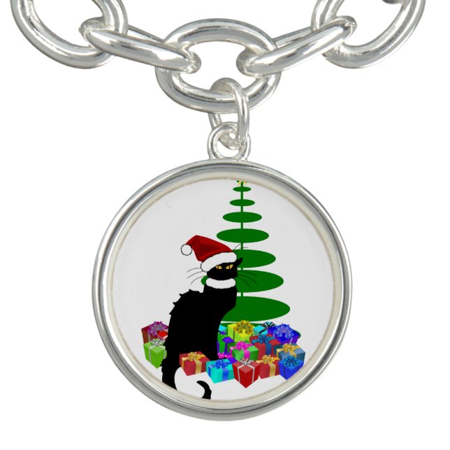 Le Chat Noir Santa Hat Christmas Charm Bracelet (Design)