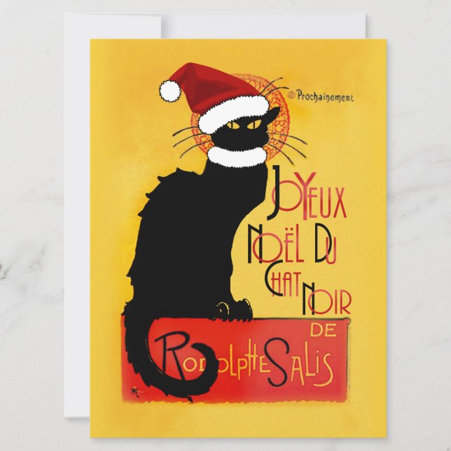 Le Chat Noir Santa Hat Christmas Invitation (Front)