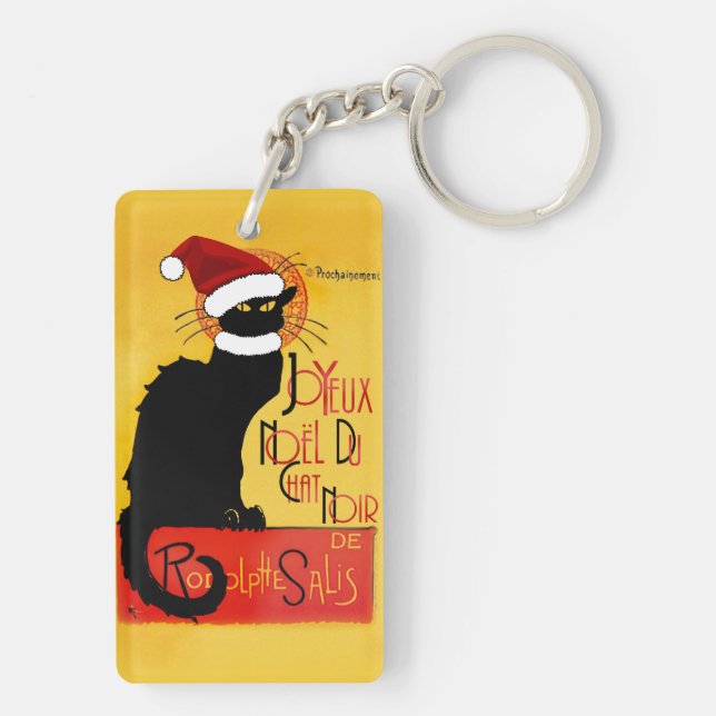 Le Chat Noir Santa Hat Christmas Keychain (Back)