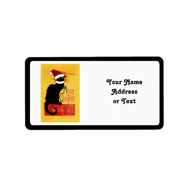 Le Chat Noir Santa Hat Christmas Label (Front)