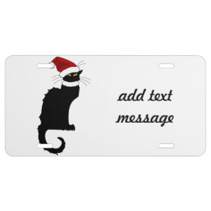 Le Chat Noir Santa Hat Christmas License Plate