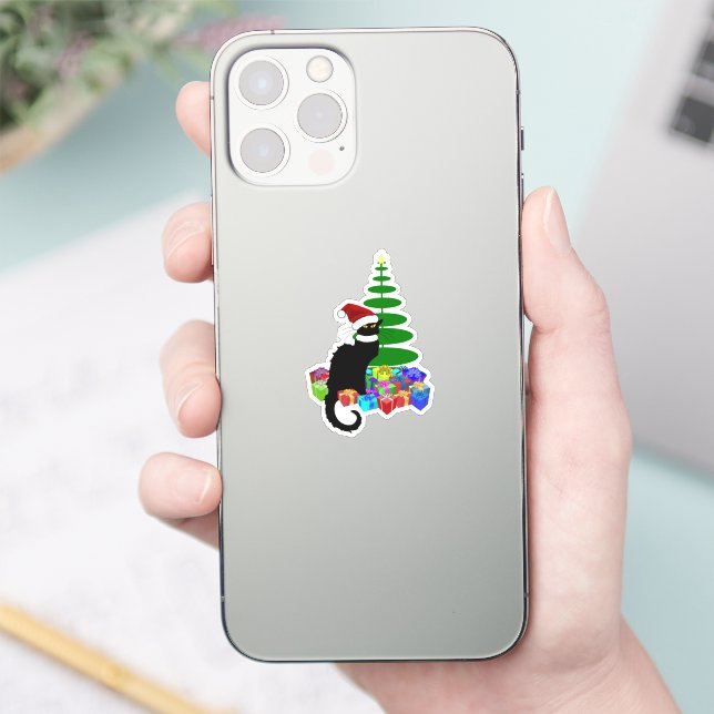Le Chat Noir Santa Hat Christmas Sticker (Phone)