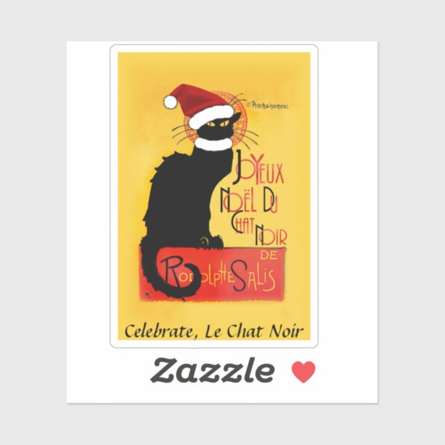 Le Chat Noir Santa Hat Christmas Sticker (Sheet)