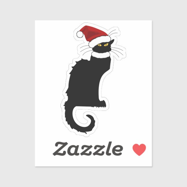 Le Chat Noir Santa Hat Christmas Sticker (Sheet)