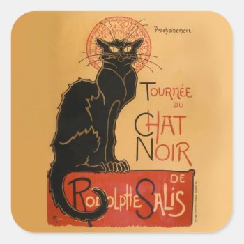 Le Chat Noir Square Sticker by RomanticArchive at Zazzle