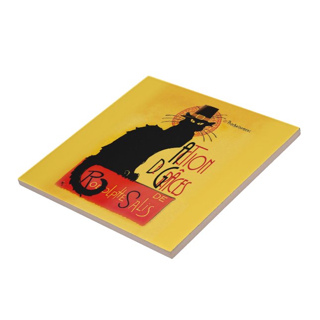 Le Chat Noir Thanksgiving and Pilgrim Turkey Ceramic Tile (Side)