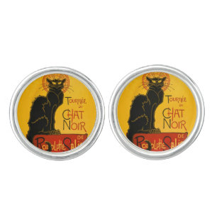 Le Chat Noir The Black Cat Art Nouveau Vintage Cufflinks