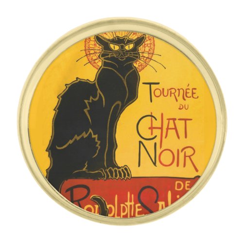 Le Chat Noir The Black Cat Art Nouveau Vintage Gold Finish Lapel Pin