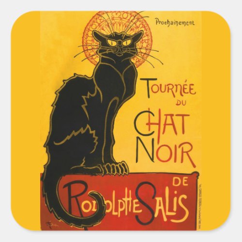 Le Chat Noir The Black Cat Art Nouveau Vintage Square Sticker