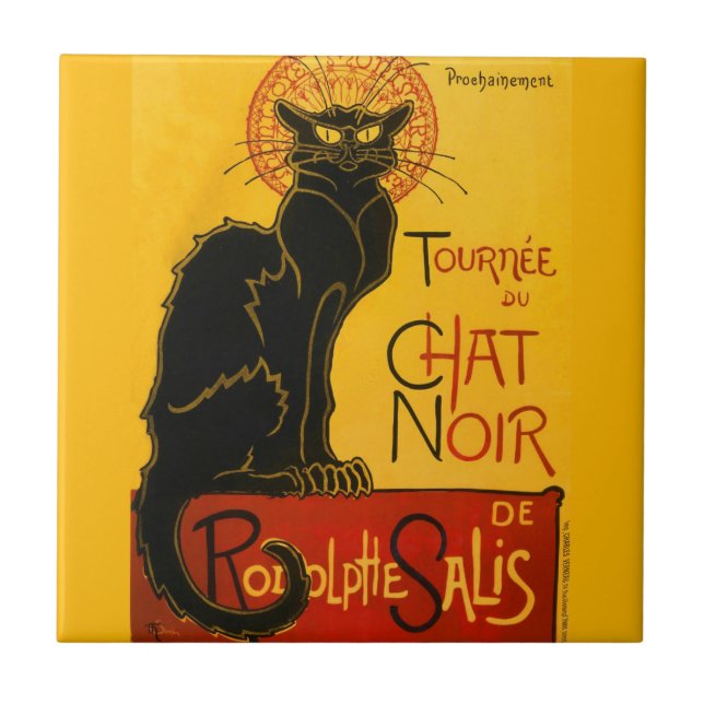 Le Chat Noir The Black Cat Art Nouveau Vintage Tile (Front)