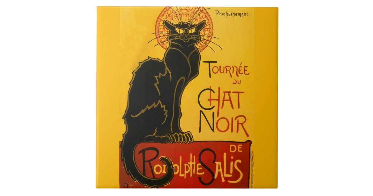 Le Chat Noir The Black Cat Art Nouveau Vintage Tile Zazzle Com