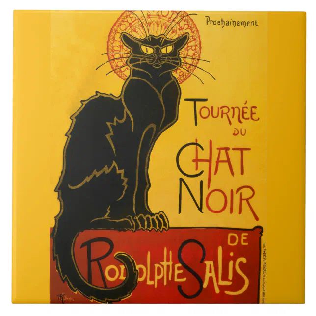 Le Chat Noir The Black Cat Art Nouveau Vintage Tile | Zazzle