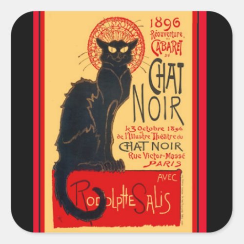 Le Chat Noir The Black Cat Art  Square Sticker