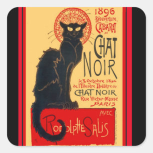 Le Chat Noir, The Black Cat, Art Square Sticker