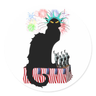 Le Chat Noir USA Independence Day Classic Round Sticker