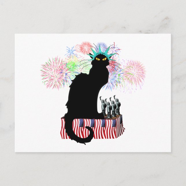 Le Chat Noir USA Independence Day Postcard (Front)