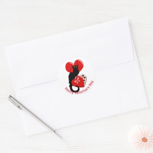 Le Chat Noir Valentines Day Classic Round Sticker
