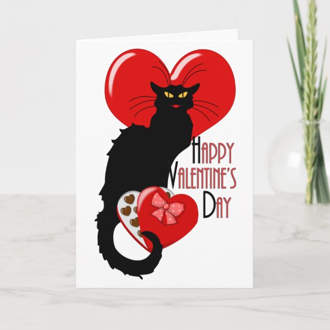Le Chat Noir Valentine's Day Holiday Card (Front)