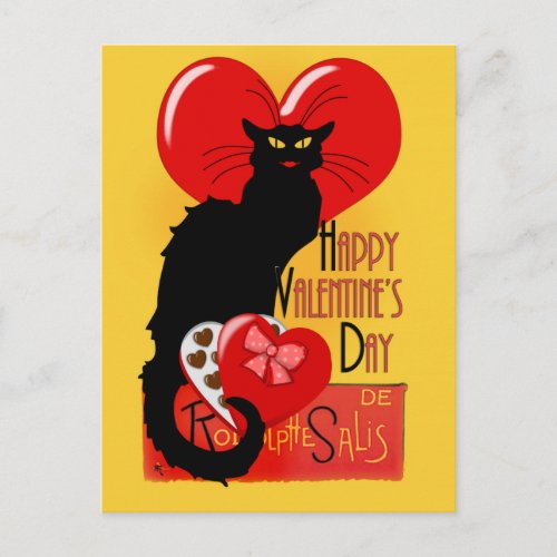 Le Chat Noir Valentines Day Holiday Postcard