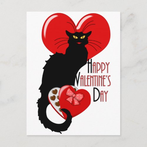 Le Chat Noir Valentines Day Holiday Postcard