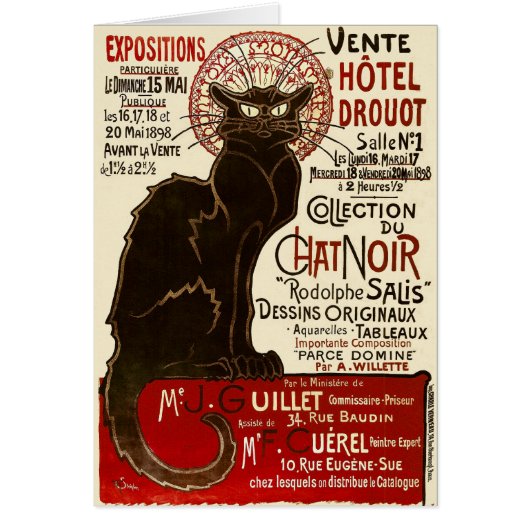 Le Chat Noir, Vente Hôtel Drouot Cards (Front)