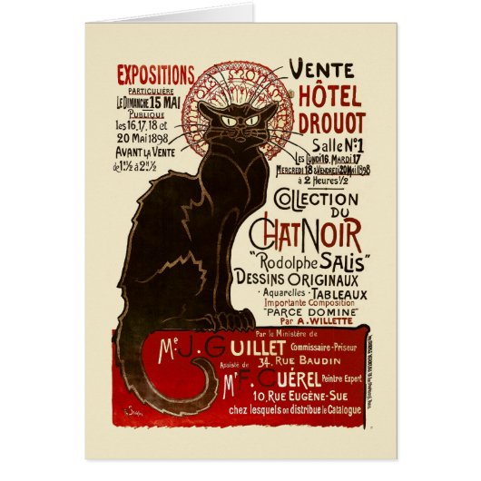 Le Chat Noir, Vente Hôtel Drouot Cards (Front)