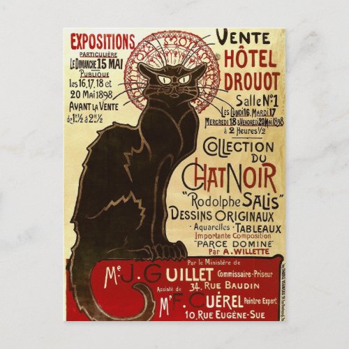 Le Chat Noir Vente Htel Drouot Fine Art Postcard