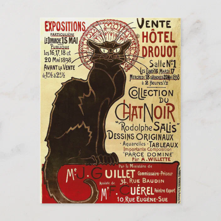 Le Chat Noir Vente Hotel Drouot Fine Art Postcard Zazzle Com