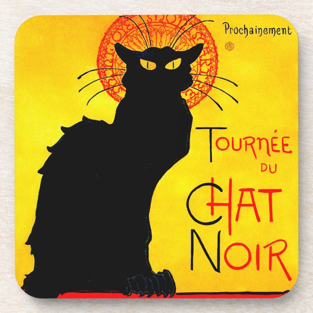 Le Chat Noir Vintage Beverage Coaster (Front)