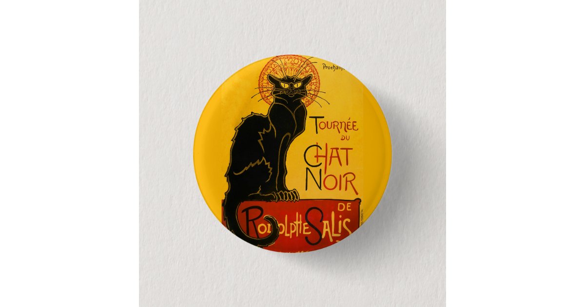 Le Chat Noir Vintage Black Cat Art Nouveau Retro Pinback Button Zazzle Com