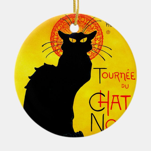 Le Chat Noir Vintage Ceramic Ornament (Front)