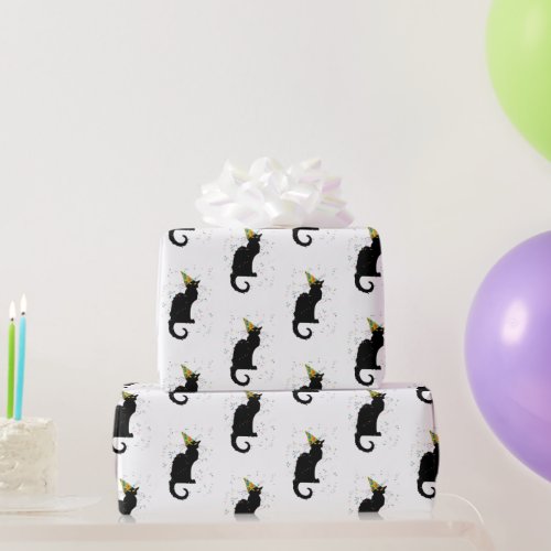 Le Chat Party Hat  Confetti Wrapping Paper