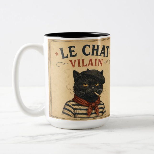 LE CHAT VILAIN Two-Tone COFFEE MUG (Left)