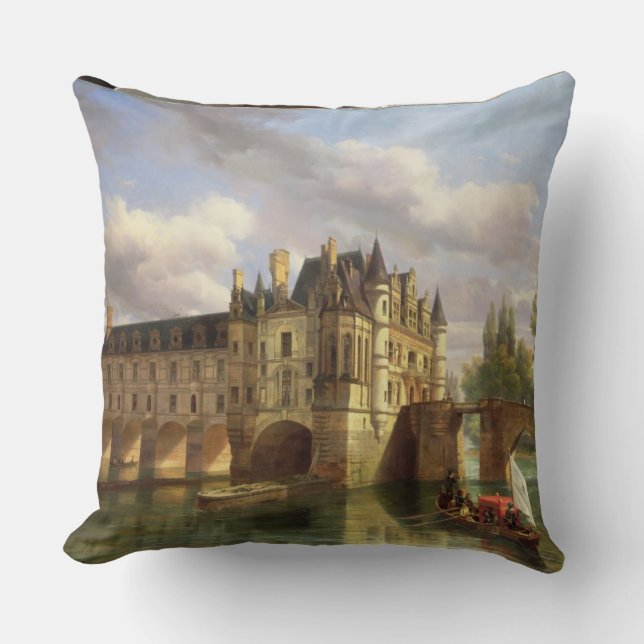 Le Chateau de Chenonceau, 1843 (oil on canvas) Throw Pillow (Front)