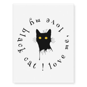 Le Chaton Noir Love Me Love My Black Cat Lover Temporary Tattoos