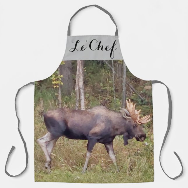 Le' Chef Bull Moose Designed Kitchen Apron (Front)
