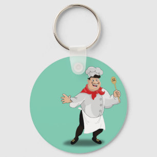 Le chef french cartoon kitchen cook art mustache keychain