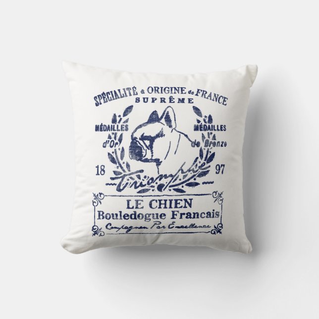 Le Chien Throw Pillow (Front)