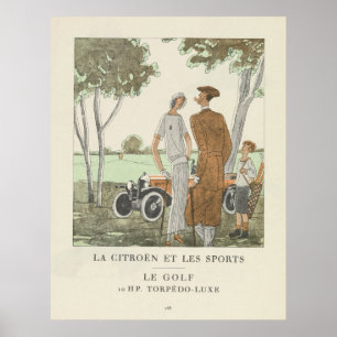 Le Citroën et les Sports - Vintage Golf Print