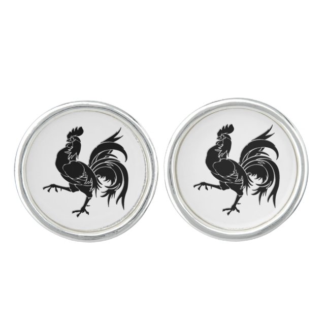 Le coq noir The Black Rooster Cufflinks (Front)