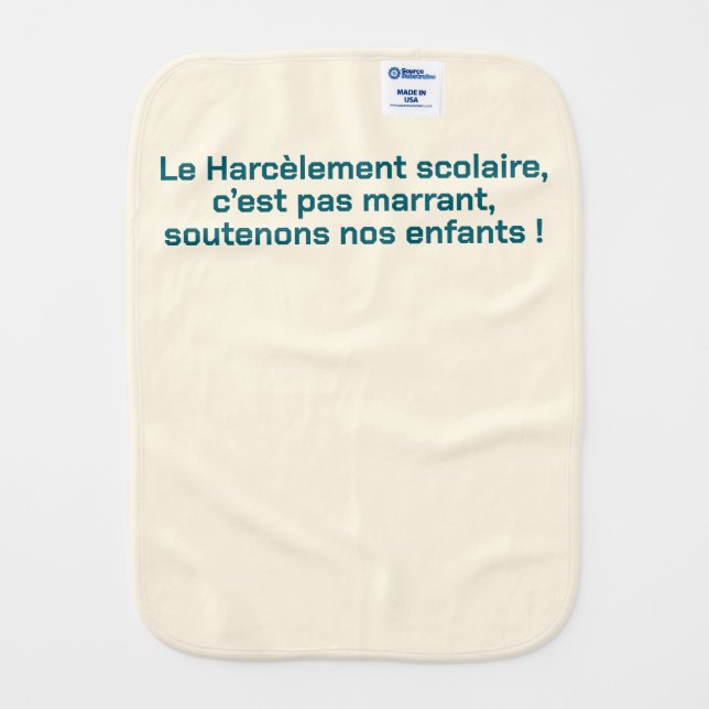 Le Cri des Agneaux : stop harcèlement scolaire Baby Burp Cloth (Back)