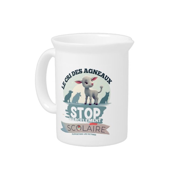 Le Cri des Agneaux : stop harcèlement scolaire Beverage Pitcher (Left)